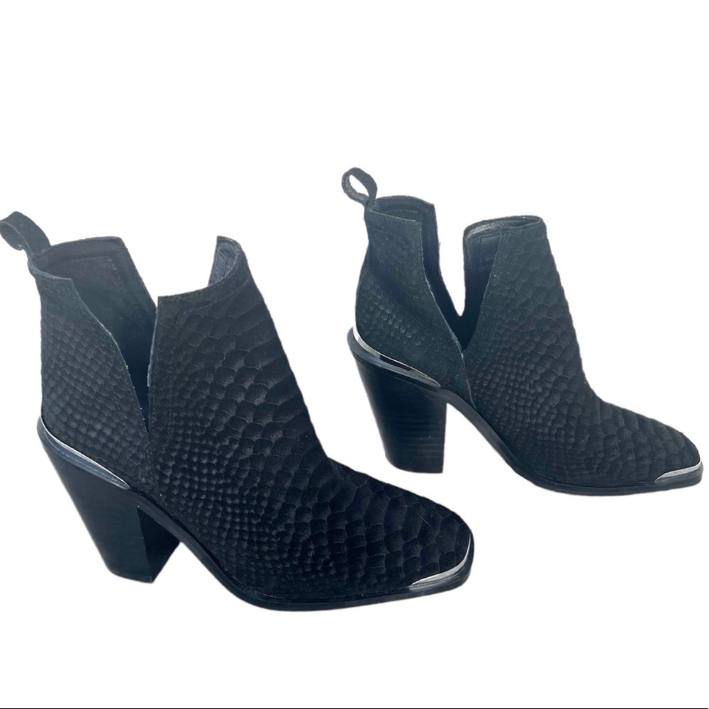 Jeffrey Campbell Black Suede Leather Block Heel Ankle Western Boot Womens 5